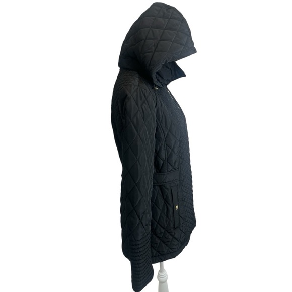 Michael Kors Black Quilted Zip-up Jacket with Removable Hood Size Large - Picture 5 of 13